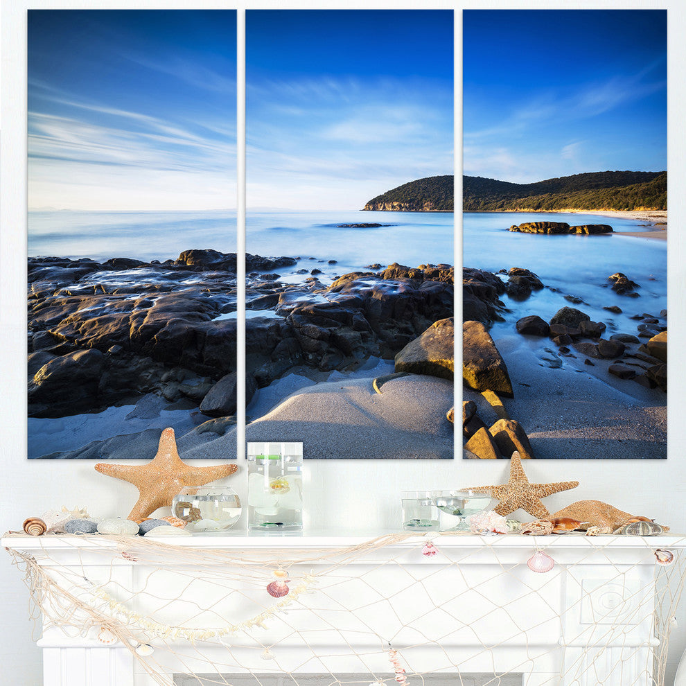 "Cala Violina Bay Beach in Maremma" Metal Wall Art, 3 Panels, 36"x28"