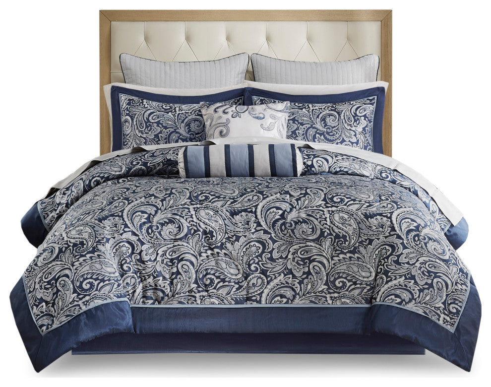 Madison Park Aubrey Comforter Sheet Set Blue, Queen
