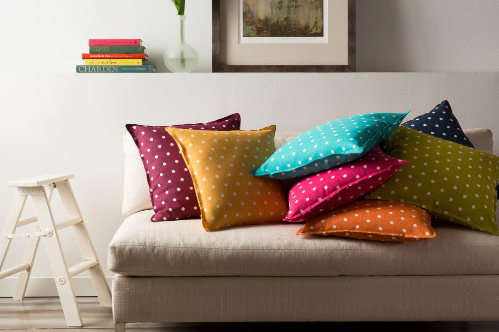 Surya Polka Dot PD-009 22"x22" Pillow Kit, Navy/Cream