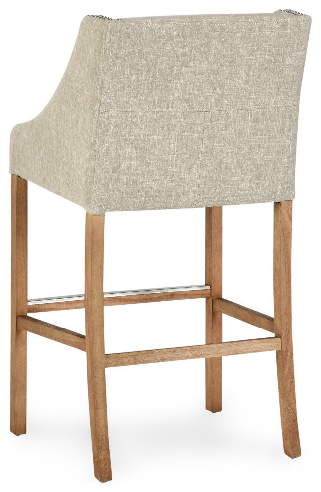 Castaic Stool by Kosas Home, French Beige, Bar Height
