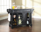 LaFayette Solid Black Granite Top Kitchen Island