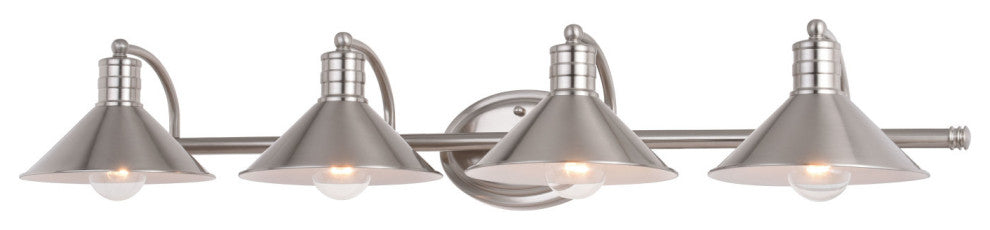 Akron 4 Light Vanity Satin Nickel and Matte White