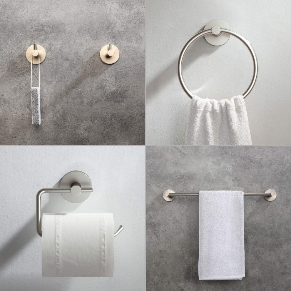 Circular 5-Piece Bathroom Hardware Set, Brushed Nickel