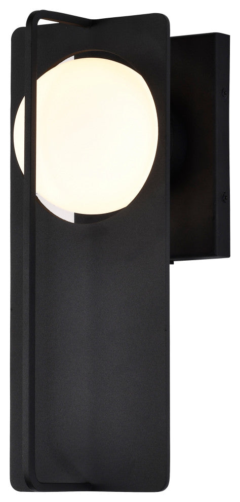 Portal 6W LED Medium Wall Lantern, Matte Black/White Opal Glass