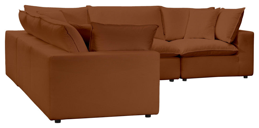 Cali Modular 5-piece L-Sectional, Rust