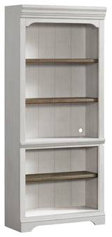 Drake 76" Tall Bunching Bookcase, Rustic White and French Oak
