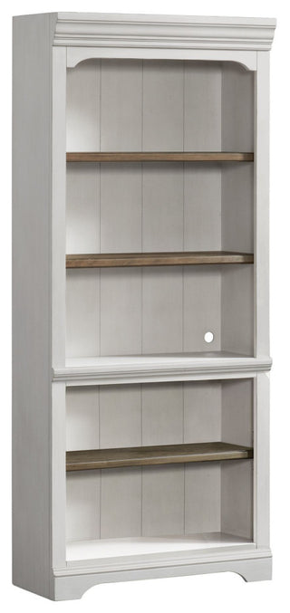 Drake 76" Tall Bunching Bookcase, Rustic White and French Oak