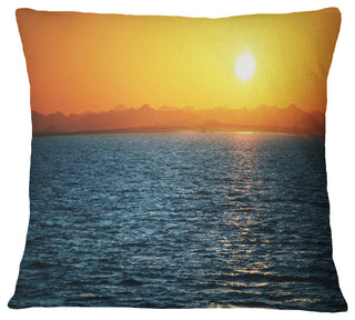 Beautiful River View At Sunset Seashore Throw Pillow, 18"x18"
