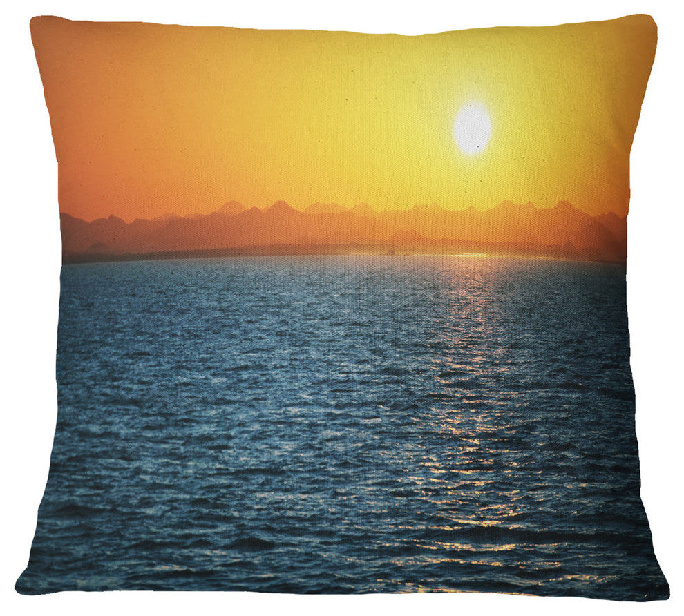 Beautiful River View At Sunset Seashore Throw Pillow, 18"x18"