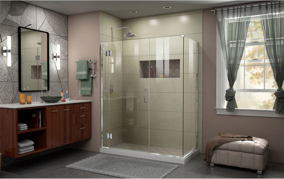 Unidoor-x 46.5"x30.38" Shower Enclosure, Chrome