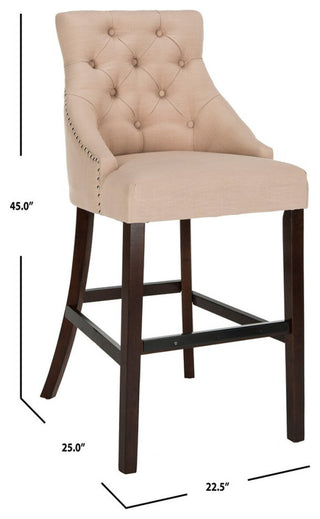 Safavieh Eleni Tufted Bar Stool, Beige/Espresso
