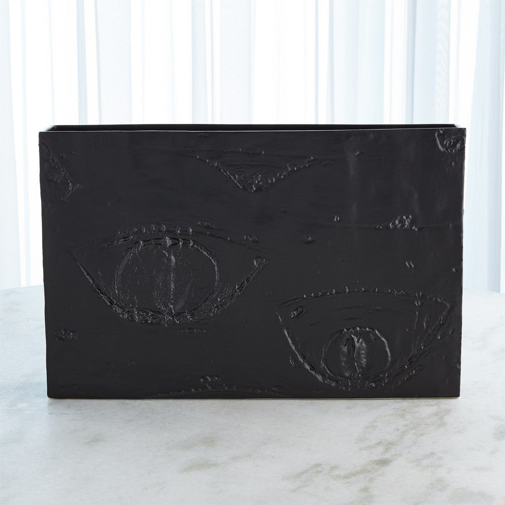 Tree Bark Texture Vase Matte Black, Large