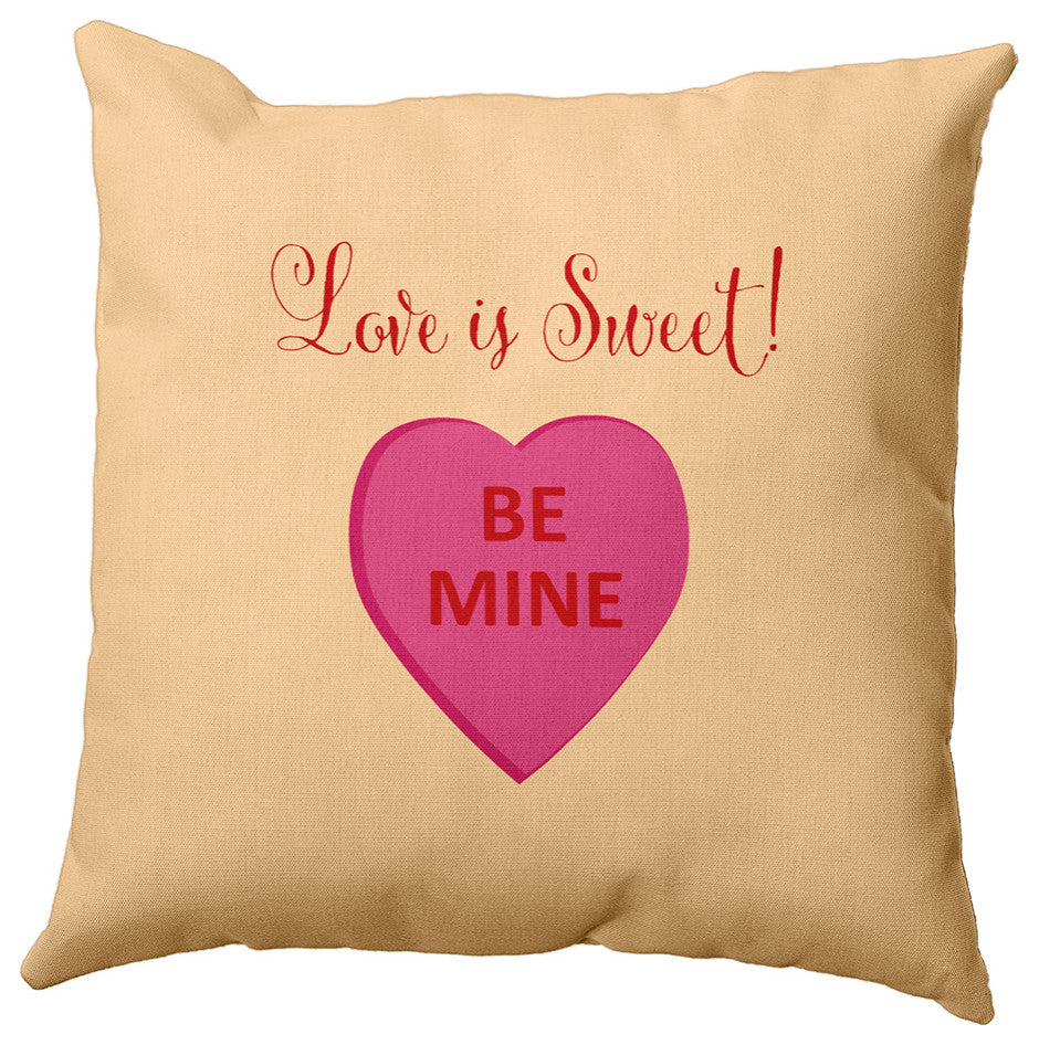 Love Is Sweet Decorative Throw Pillow, Soft Lemon, 18"x18"
