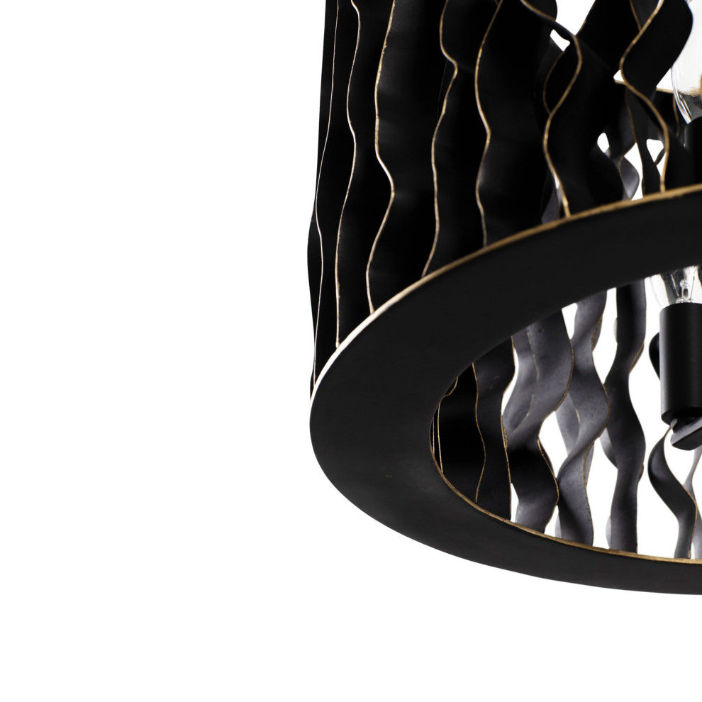 Estela 3-Lt Convertible Pendant/Semi-Flush - Matte Black/French Gold