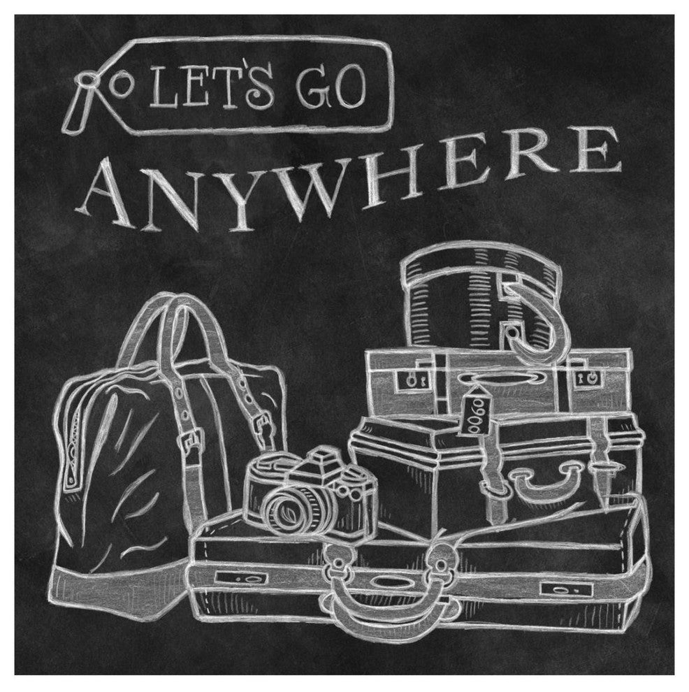 "Adventure Love Suitcase Chalk" Digital Paper Print by Mary Urban, 26"x26"
