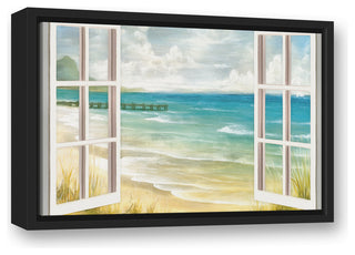Open Windows to Beach Paradise 12x18 Black Floating Framed Canvas