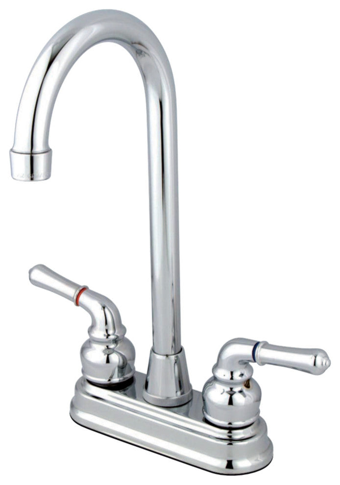 Kingston Brass Two-Handle 4" Centerset Bar Faucet, Polished Chrome