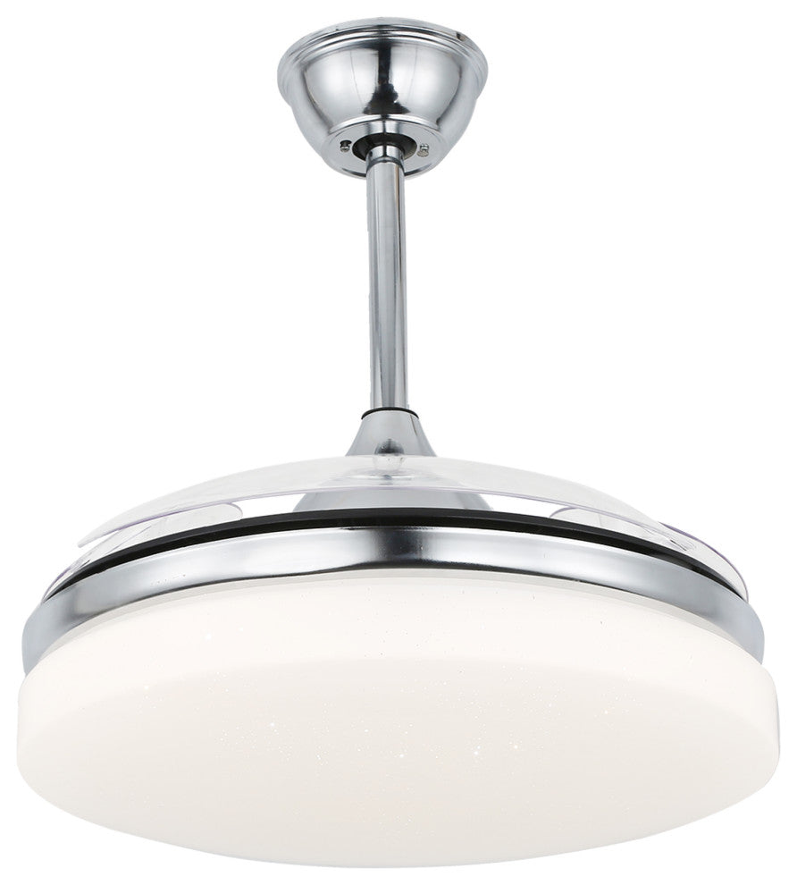42" Reversible Ceiling Fan with Retractable Blade and Led Light 36W, Chrome, 42"