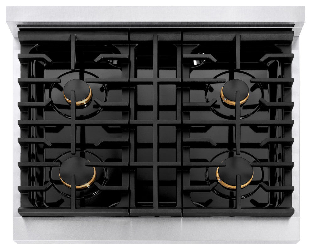 ZLINE 30" Gas Range, DuraSnow With White Matte and Gold SGRSZ-WM-30-G
