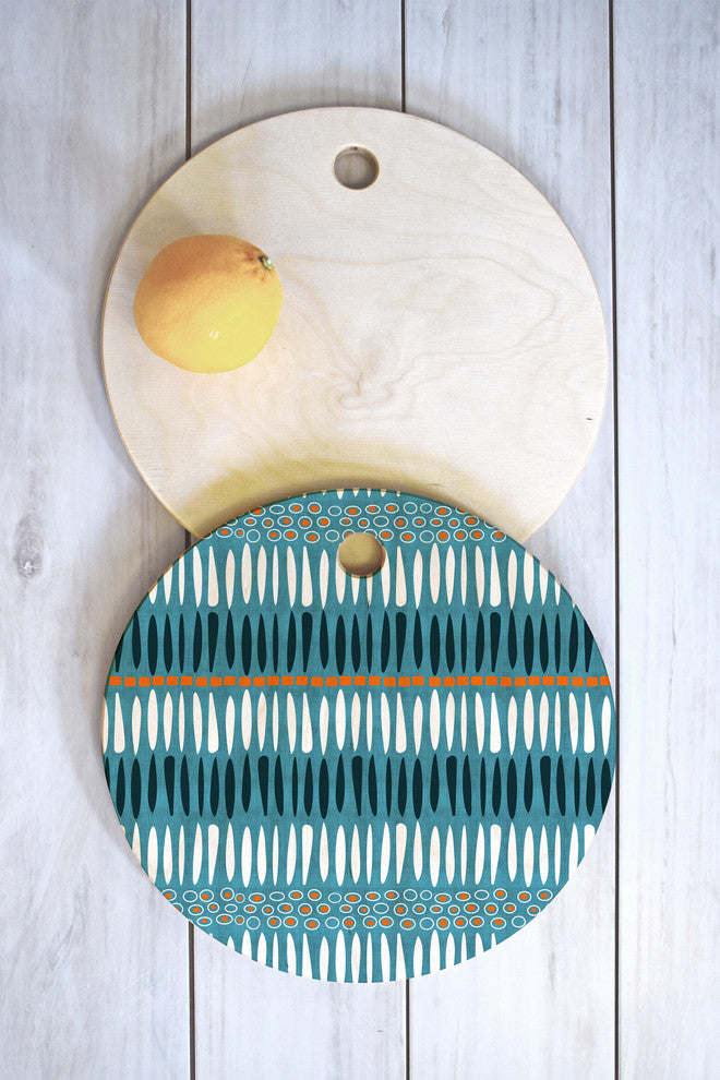 Caroline Okun Baby Teeth Mudcloth Cutting Board Round
