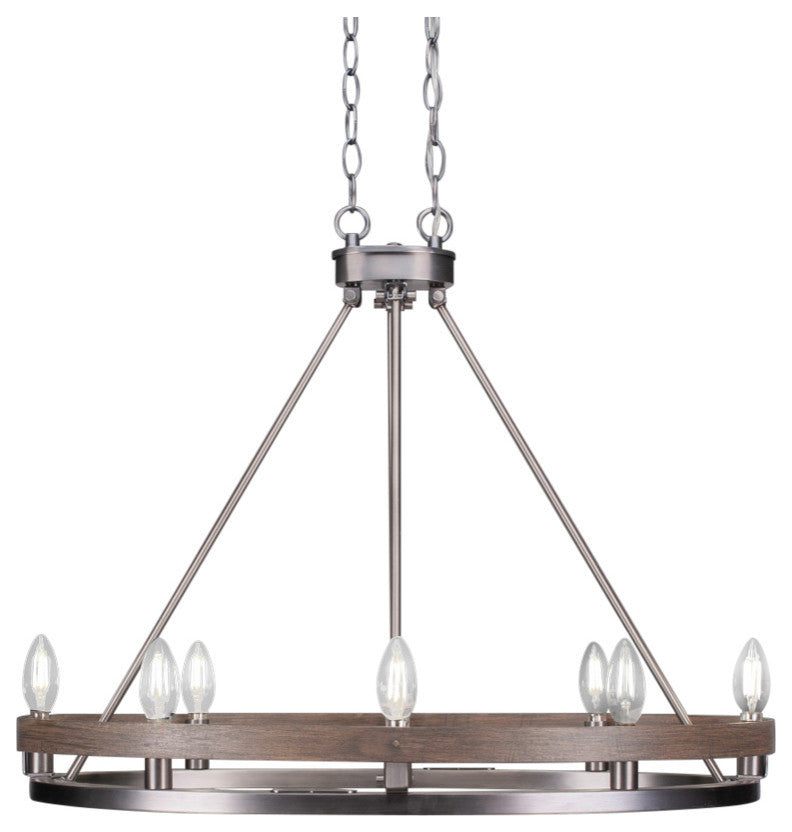 Belmont 8 Light Oval Chandelier, Painted Wood-Look Metal, Matte Black