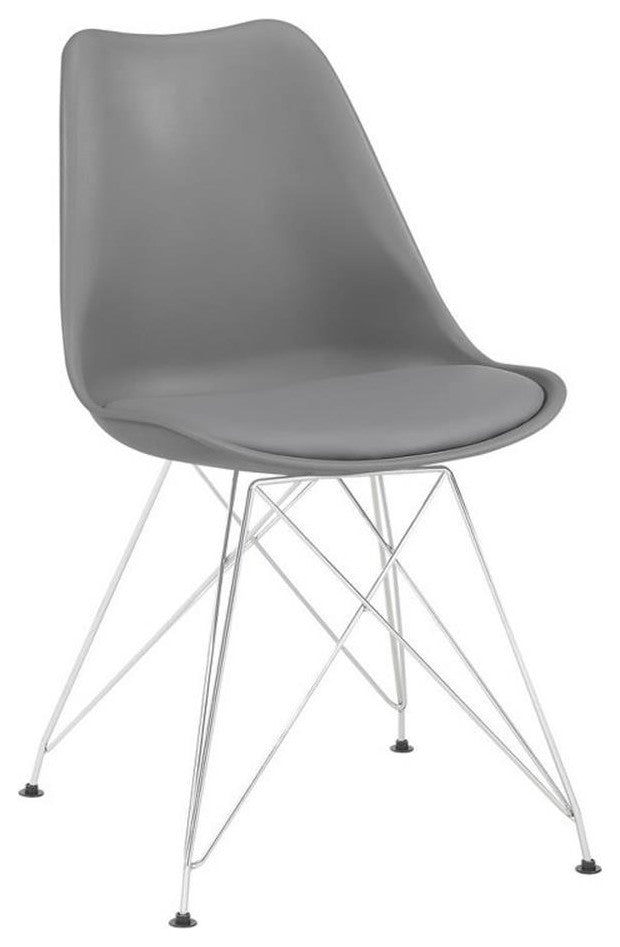 Pemberly Row 19" Upholstered Faux Leather Side Chair in Gray