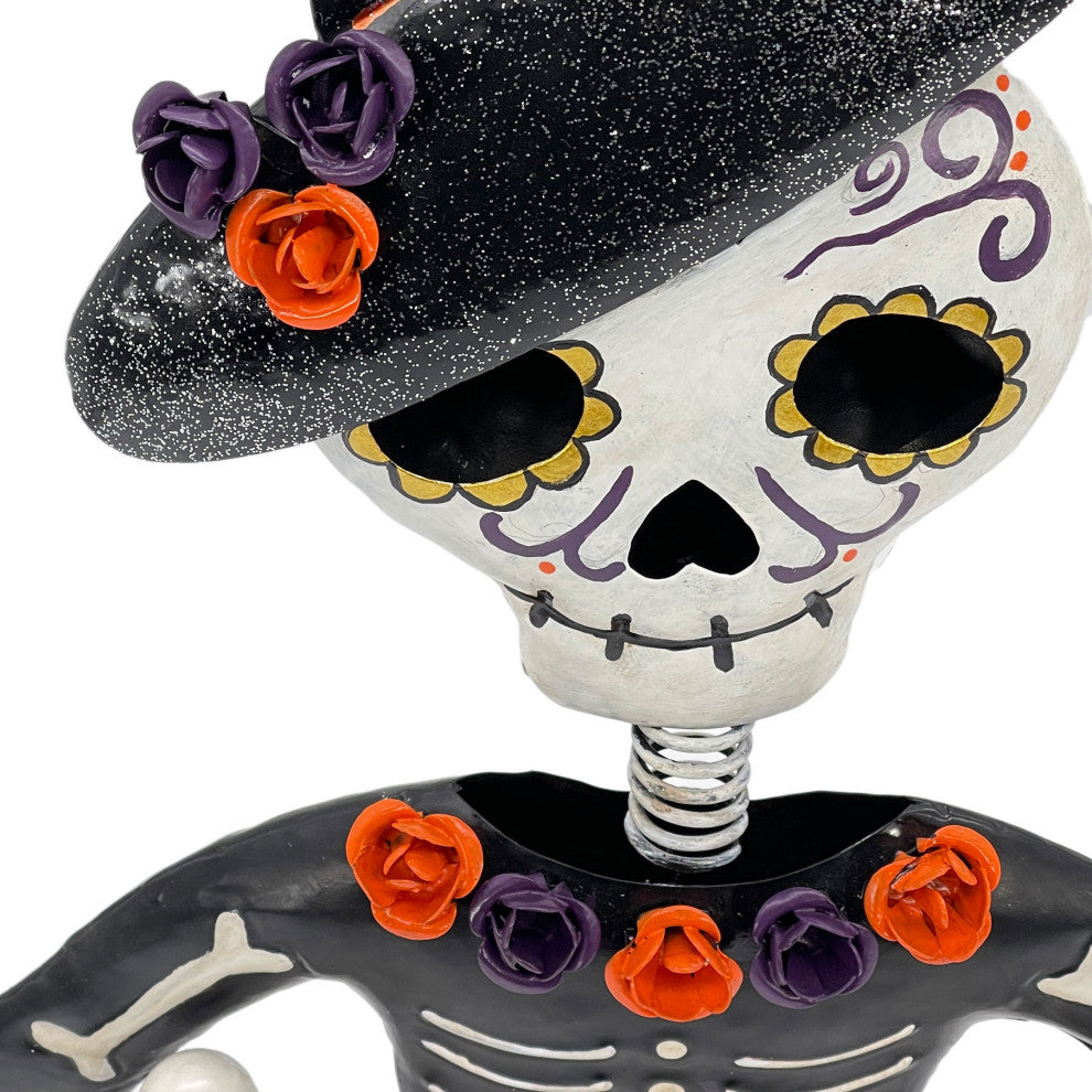 Dia De Los Muertos Halloween Ghost Couple Set Metal Statue
