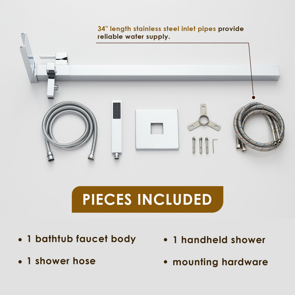 Camino Single Lever Handle Freestanding Floor Mounted Tub Filler, Polished Chome