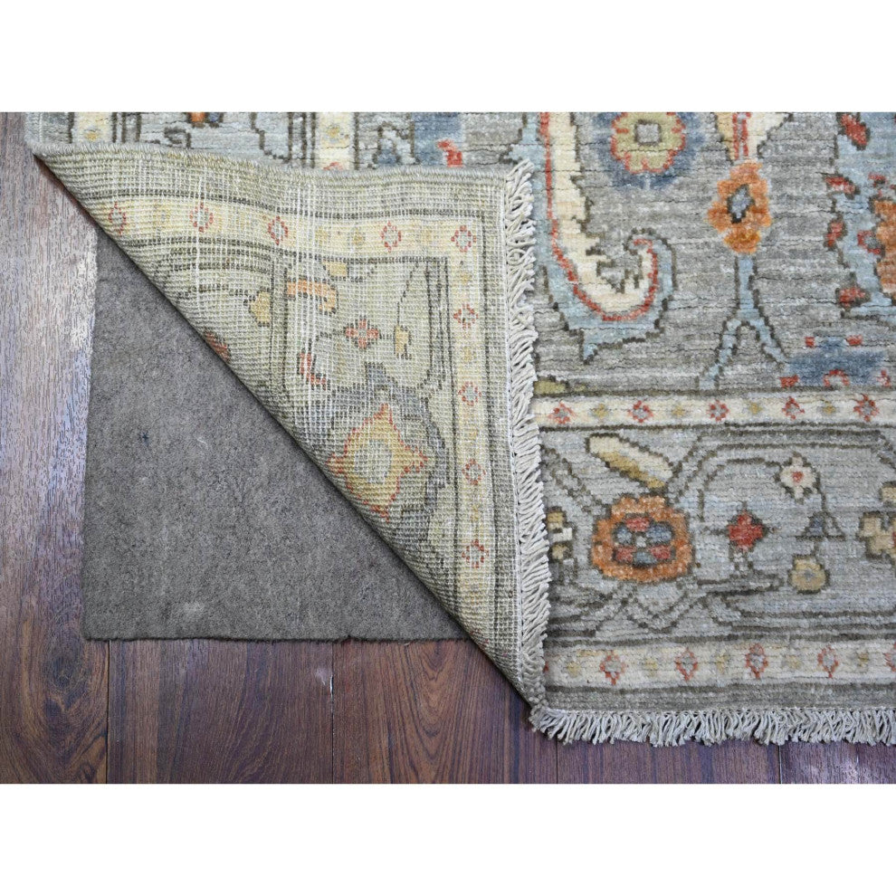 Cadet Gray Finer Peshawar All Over Mahal Design Wool Hand Knotted Rug 4'3"x6'