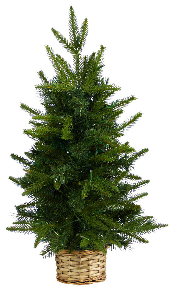 2'' Artificial Christmas Tree With 35 Clear LED Lights, Decorative Basket
