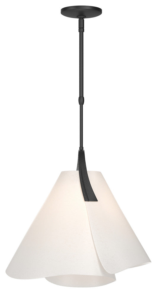 Mobius Small Pendant, Black Finish, Spun Frost Shade, Standard Overall Height
