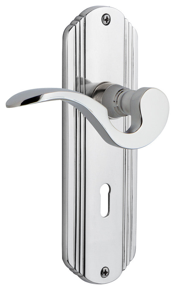 Deco Plate With Keyhole Manor Lever, Bright Chrome, Passage, Non-Handed