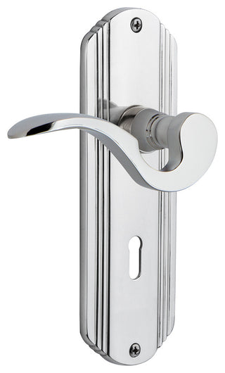 Deco Plate With Keyhole Manor Lever, Bright Chrome, Passage, Non-Handed