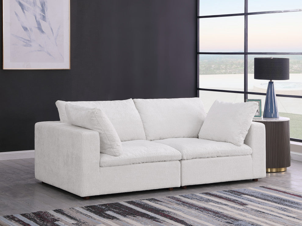 Dante Modular Loveseat Upholstered, Genuine Belfast Fabric, Light Gray