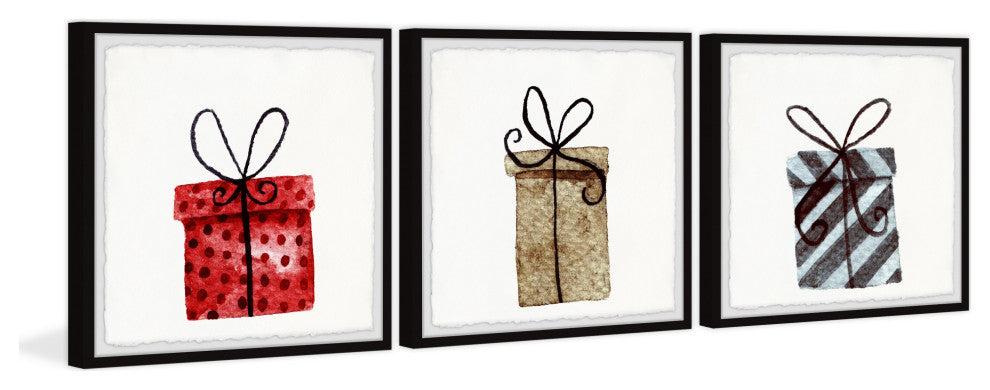 Christmas Presents Triptych, 3-Piece Set, 18x18