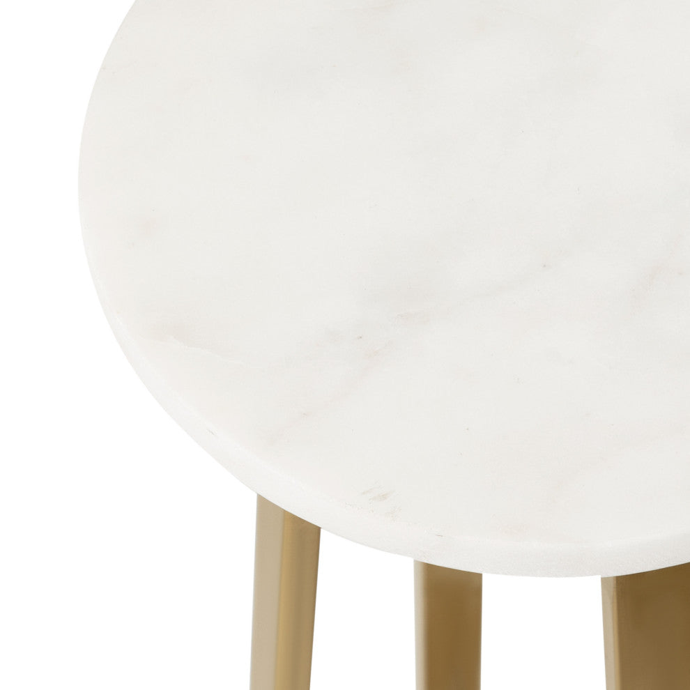 Zia Metal Drink Table, Marble/Gold 9x9x23