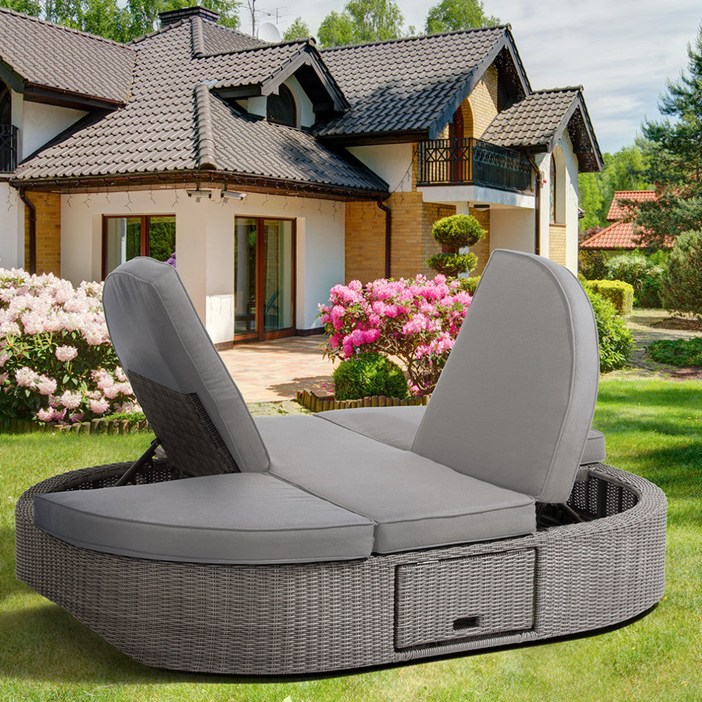 Ove Decors SANDRA Sandra 79"L Wicker Framed Outdoor Daybed - Gray