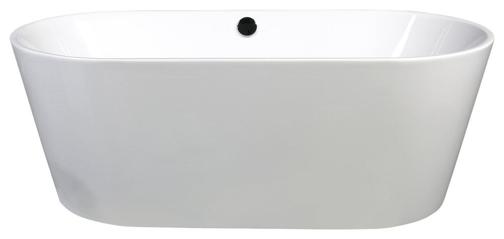 Acrylic Freestanding Bathtub With Chrome-Plated Drain Cover and Overflow Cover, 67"