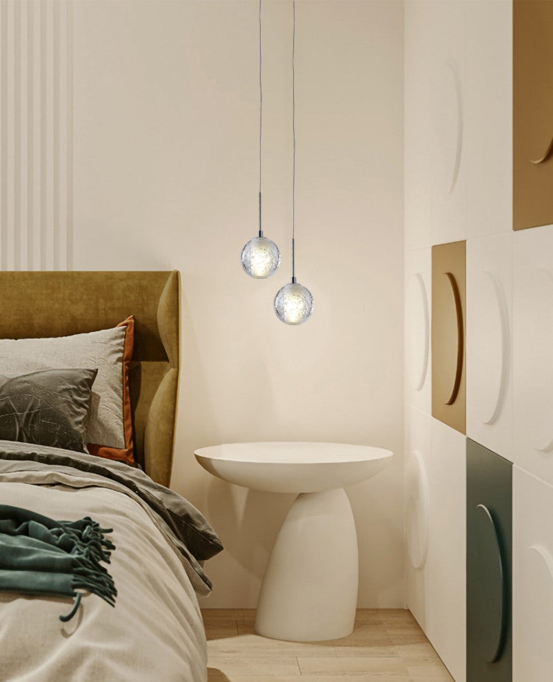 1-Light Chrome Single Pendant With A Clear Crystal Shade