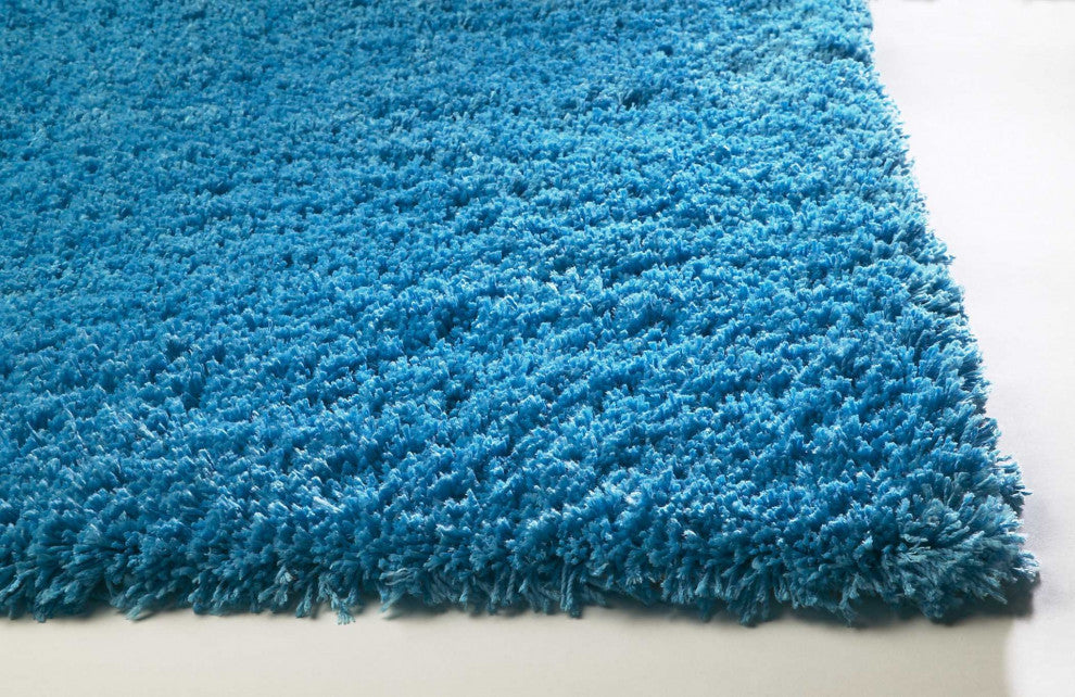 HomeRoots 10'x13' Highlighter Blue Hand Woven Indoor Shag Area Rug