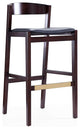 Mid Century Counter Stool, Faux Leather Seat and Low Curved Backrest, Black