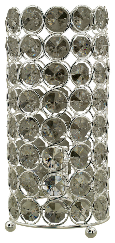 Beaded Clear Acrylic & Polished, Nickel Uplight, 11"