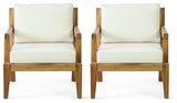 Camak Outdoor Acacia Wood Club Chairs with Cushions (Set of 2)