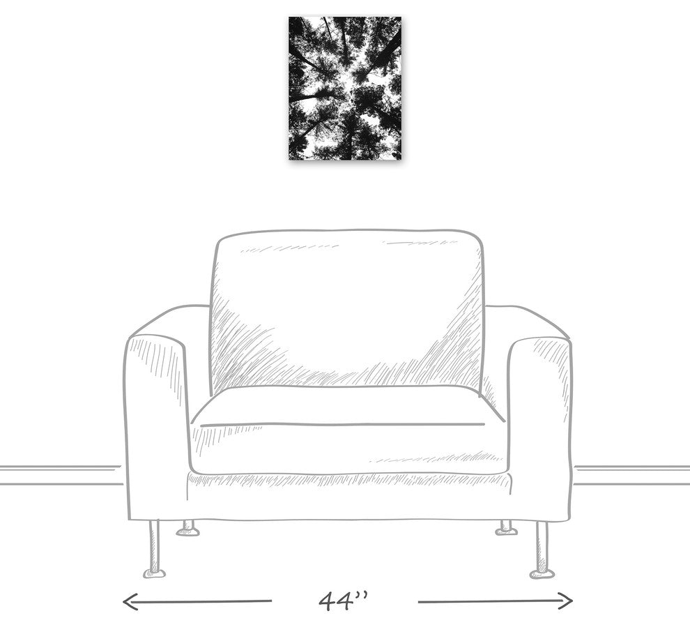 Black and White Tree Lookup Print on Canvas
