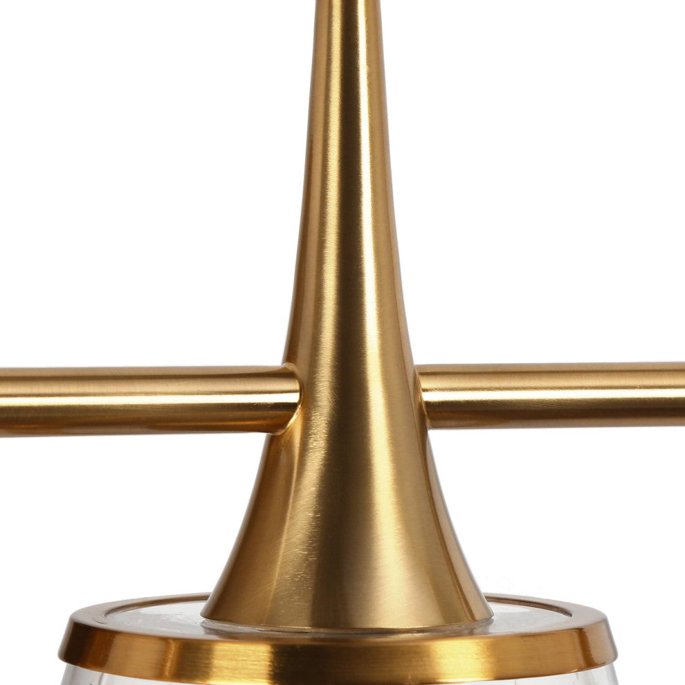 LNC 29" 4-Light Polished Gold with Seeded Glass Modern Vanity Light