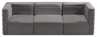 Quincy Velvet Upholstered 3-Piece Modular Sofa, Grey