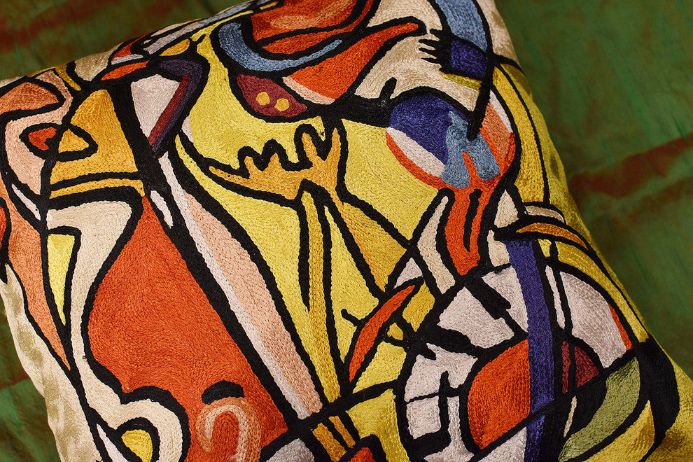 Wild Party I by Alfred Gockel Accent Pillow Cover Handmade Art Silk 18x18"