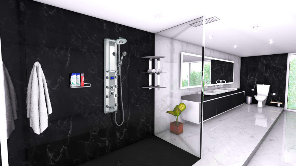 Blue Ocean 52"? Aluminum SPA33D Shower Panel Tower with Rainfall Shower Head