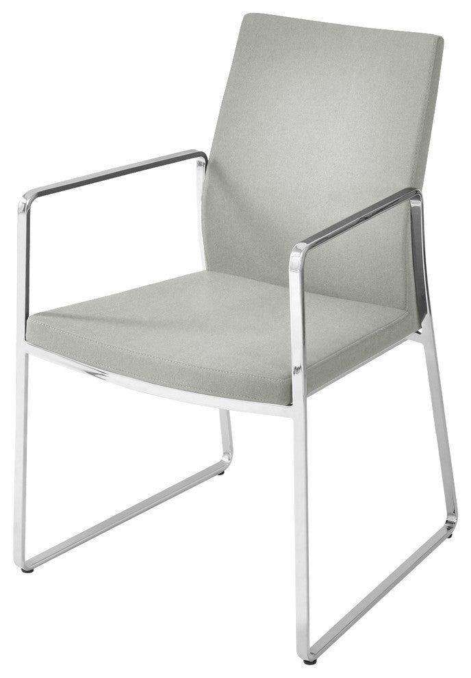 Pasha Arm Chair, Chrome Base, Silver Camira Wool
