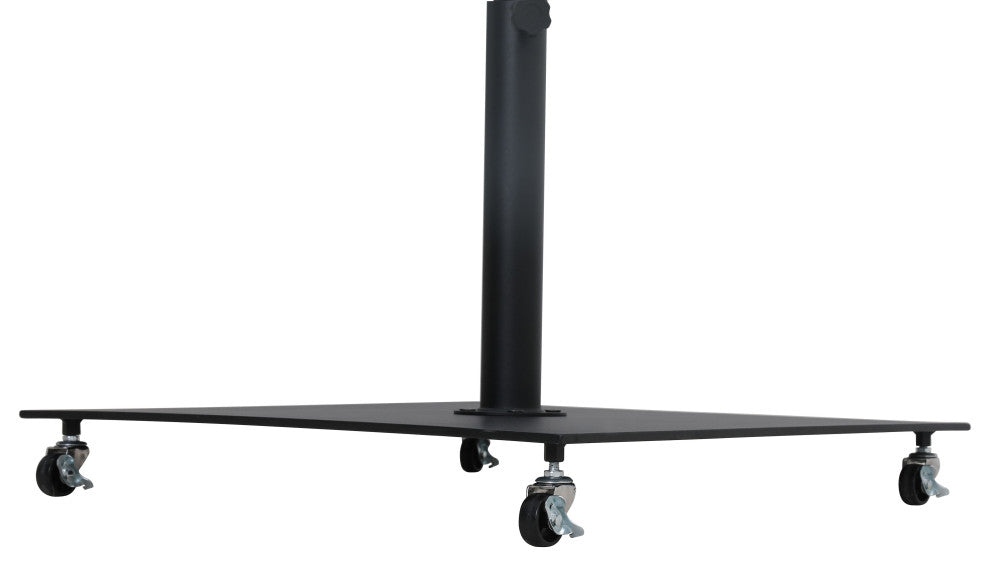 Fiji Patio Umbrella and Base, White, Matte Black Pole, Matte Black Belize Base